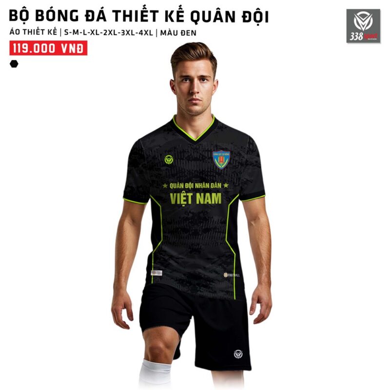 Áo Đá Bóng Quân Đội Nhân Dân Thiết Kế Màu Đen