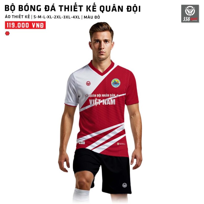 In Áo Đấu Bóng Đá Quân Đội Nhân Dân Màu Đỏ Đô