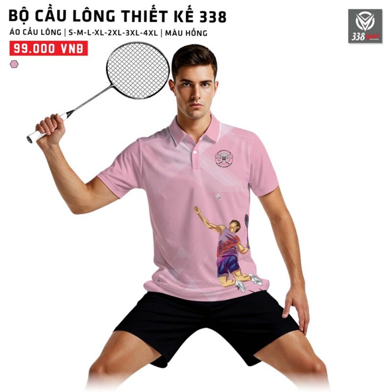 May Áo Cầu Lông Thiết Kế Màu Hồng Độc Đáo