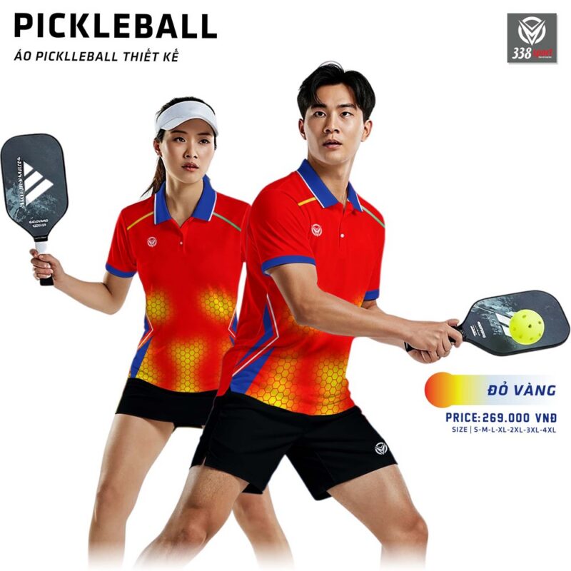 Mẫu Áo Pickleball Thiết Kế Màu Đỏ Vàng Độc Lạ 2025