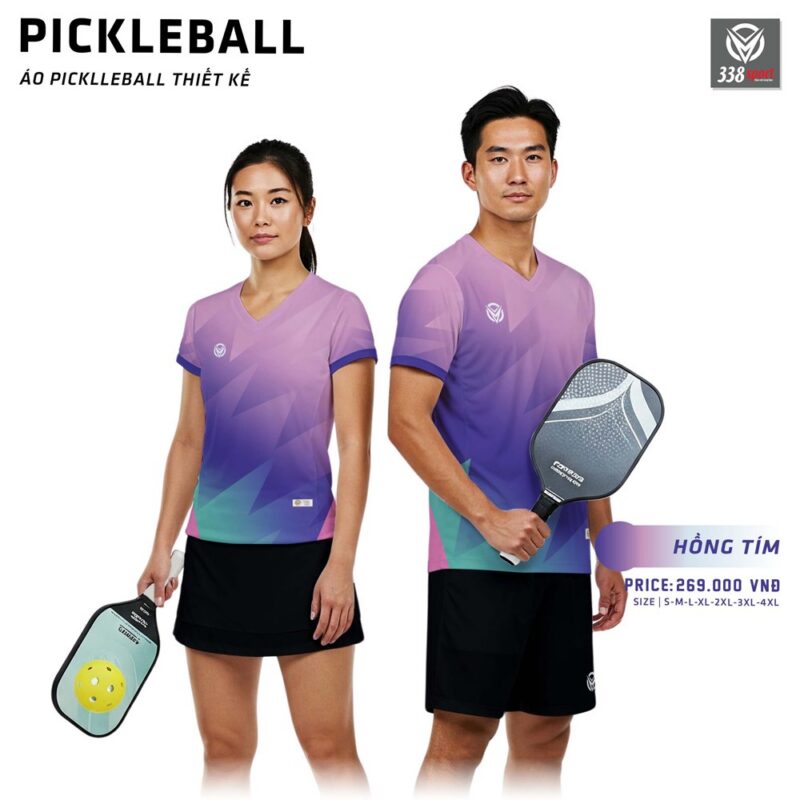 Áo Pickleball Thiết Kế Màu Hồng Tím Màu Sắc Nổi Bật