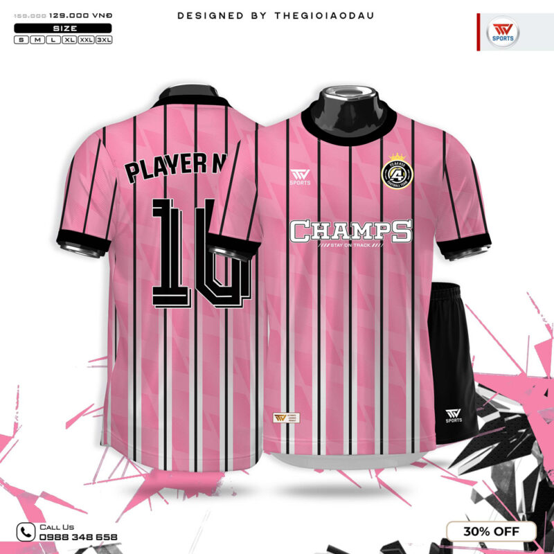 Áo Thể Thao Hồng Pastel Thiết Kế Hình Học CHAMPS