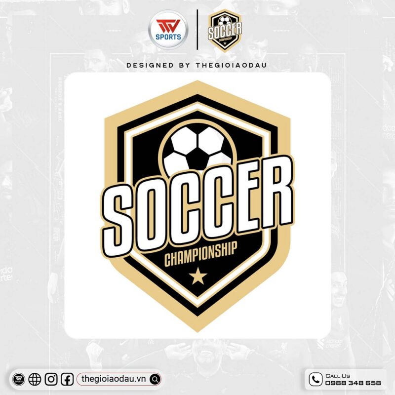 Logo Áo Đấu Soccer Championship - Tông Đen Trắng Vàng Cát