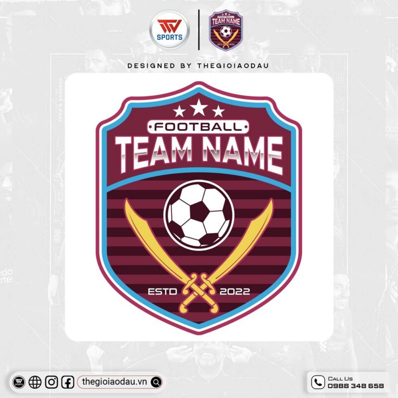 Logo Thể Thao Màu Đỏ Rượu & Xanh Ngọc - Mẫu 13 Năng Động & Chuyên Nghiệp