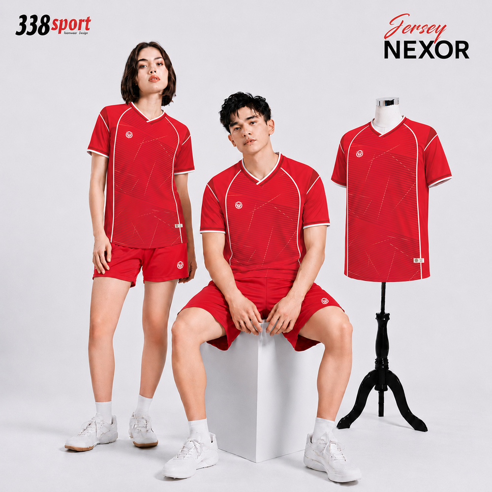 Áo Đấu Bóng Đá Không Logo Nexor Đỏ – Thiết Kế Bóng Đá Nổi Bật