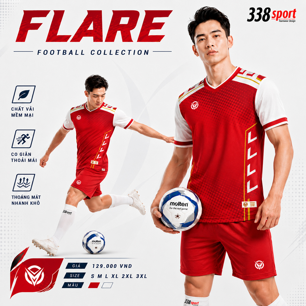 Áo Bóng Đá Thiết Kế FLARE – Mẫu Áo Đội Bóng Cá Tính, Nhận Đặt May Theo Yêu Cầu