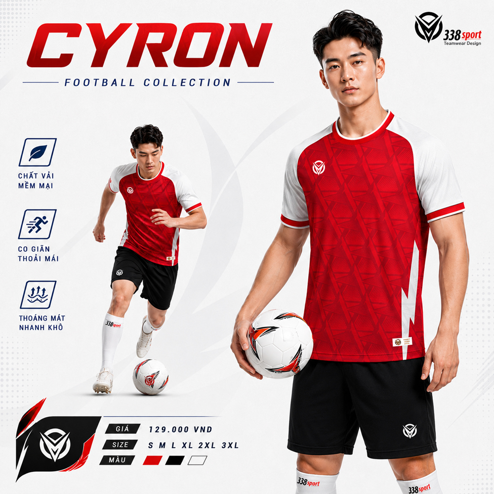Áo Bóng Đá Thiết Kế CYRON – Mẫu Áo Teamwear Đẹp, Hiện Đại, Dễ Đặt Hàng